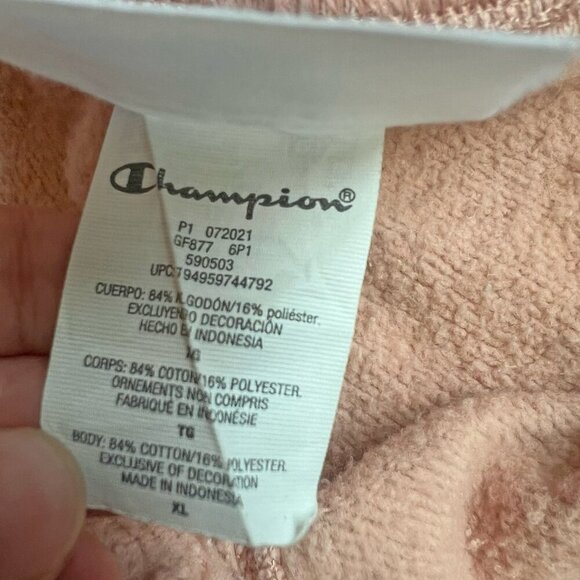 Champion x KNC Beauty Sweatpants Joggers Reverse Weave Pink Cherry Logo Size XL - Picture 3 of 7